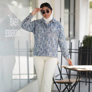 مانتو کتی بهاره با پارچه جین پولک دوزی شده