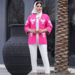 کت تک دخترونه کوتاه طرح پاپیون با پارچه مازراتی