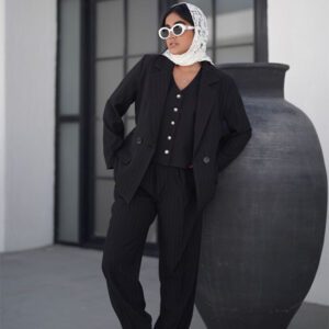 کت و شلوار خاص و زیبا تک رنگ مشکی