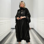 مانتو زنانه رنگ مشکی فری سایز 38 تا 48 مدل آرزو