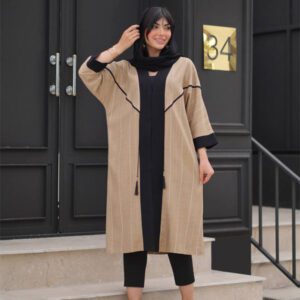 مانتو بلند تابستونی و خنک با پارچه شانتون راه راه از سایز 38 تا 48