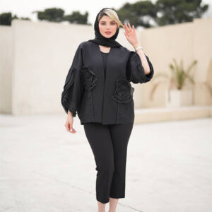 کت تک کوتاه زنانه مجلسی طرحدار رنگ مشکی