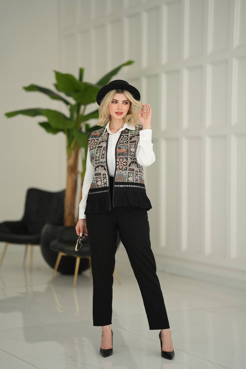 ست مانتو و شلوار زنانه با پارچه لنین سایز 38 تا 44