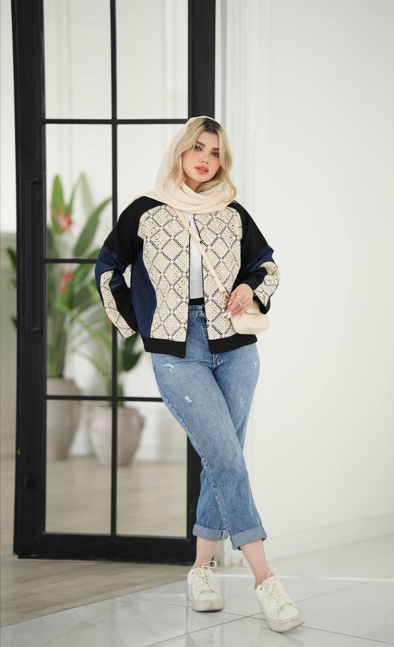 مانتو عید با پارچه لنین ترکیب با جین سایز 38 تا 44