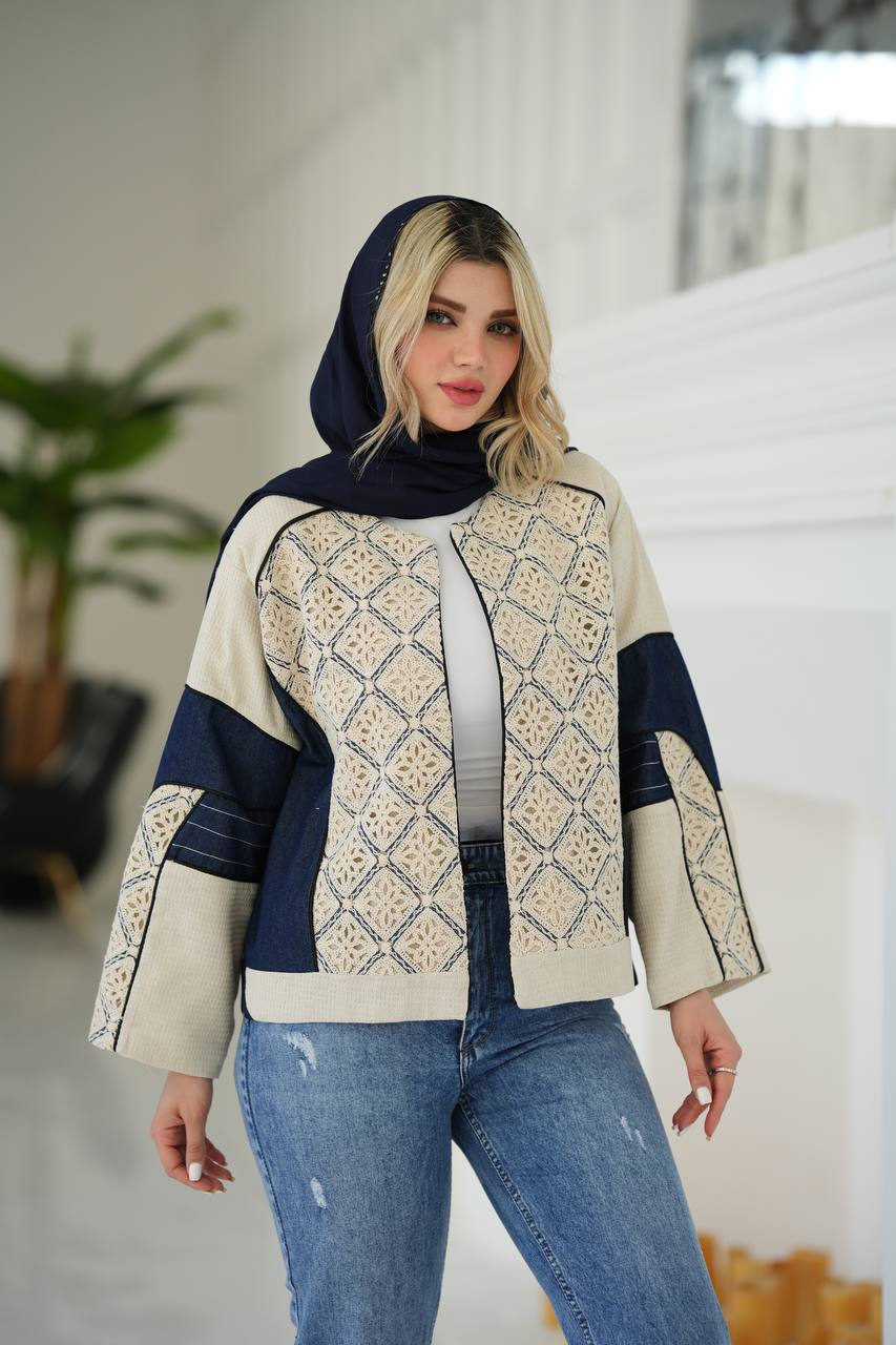 مانتو بهاری جدید با پارچه لنین ترکیب با جین سایز 38 تا 44