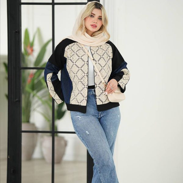 مانتو بهاری با پارچه لنین ترکیب با جین سایز 38 تا 44