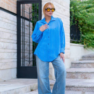 شومیز پیراهنی راوین جلو بسته با پارچه وال پری