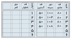 سایز بندی کت تک زنانه جلو بسته آستین دیپلمات با پار چه شانتون ژاکارد سایز 38 تا 44