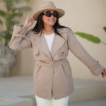 بارانی کوتاه پاییزه مدل ساتین با پارچه کتان کجراه گرم بالا دو سایز 38 تا 44