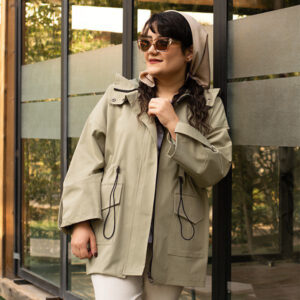 بارونی پاییزی زنانه مدل رومیسا با پارچه کتان زارا دو سایز از 38 تا 44 رنگ خاکی