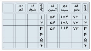 سایز بندی کت تک زنانه پاییزه گرم و شیک گلدوزی شده با پارچه شنل بافت رنگ مشکی مدل تندیس سایز 38 تا 46