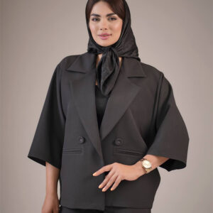 کت تک زنانه مشکی با پارچه مازراتی