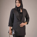 کت تک زنانه رنگ مشکی با پارچه مازراتی مدل آذر